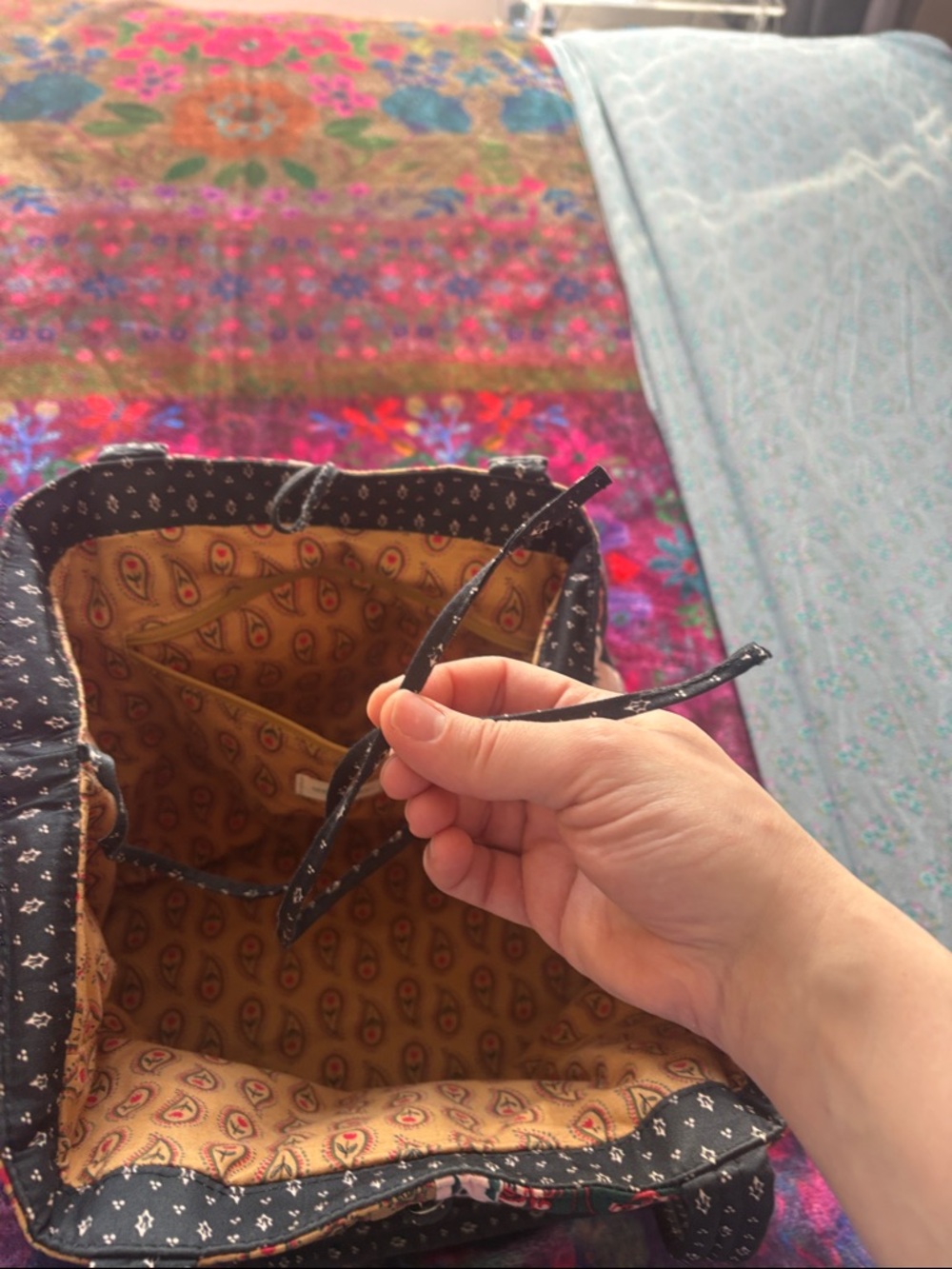 Vera Bradley Patchwork Quilted Tote - Black and Red Accents - Picture 5 of 6